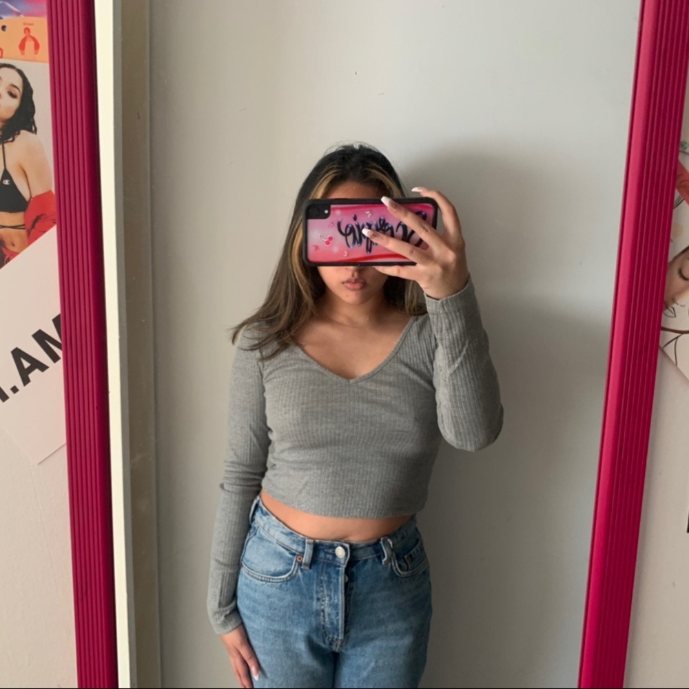 Topshop grey ribbed crop top